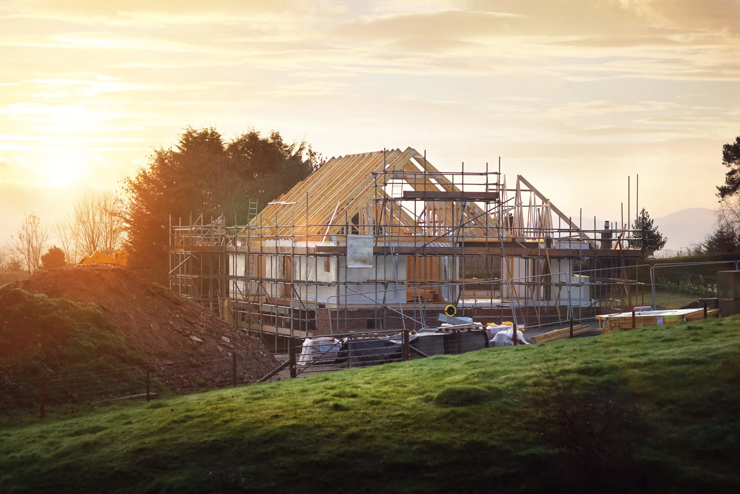 Active housing construction site
