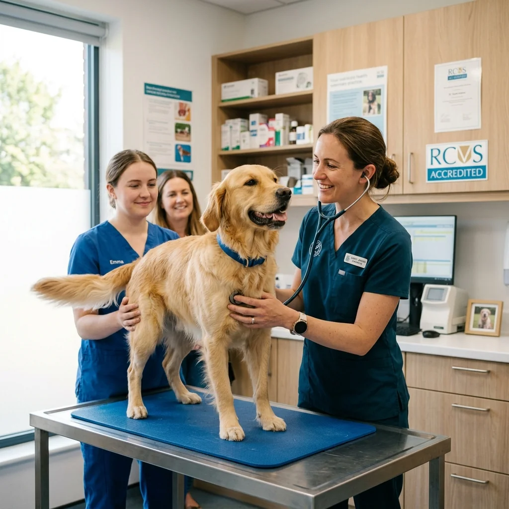 Veterinarian with a dog in a clinic